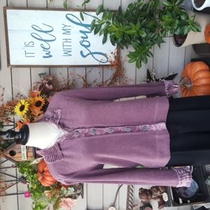 J. JILL ♡ Vintage Extremely SOFT Wisteria Chenille Button Front L|S Sweater XS